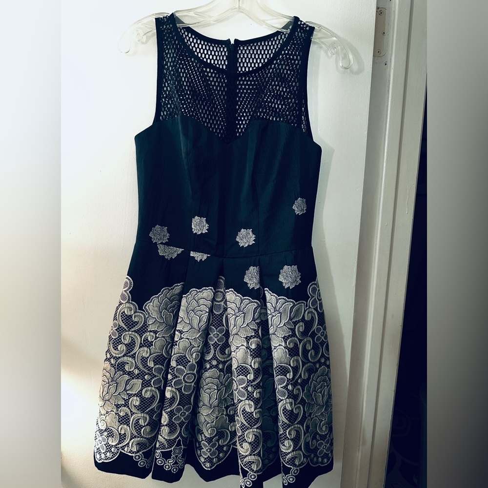 Yoana Baraschi Black and White Lace Mini Dress